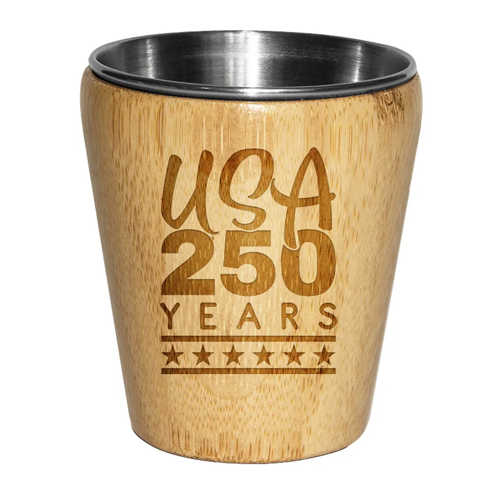 Limited Edition USA 250th Anniversary Bamboo and Stainless Steel Shot Glass