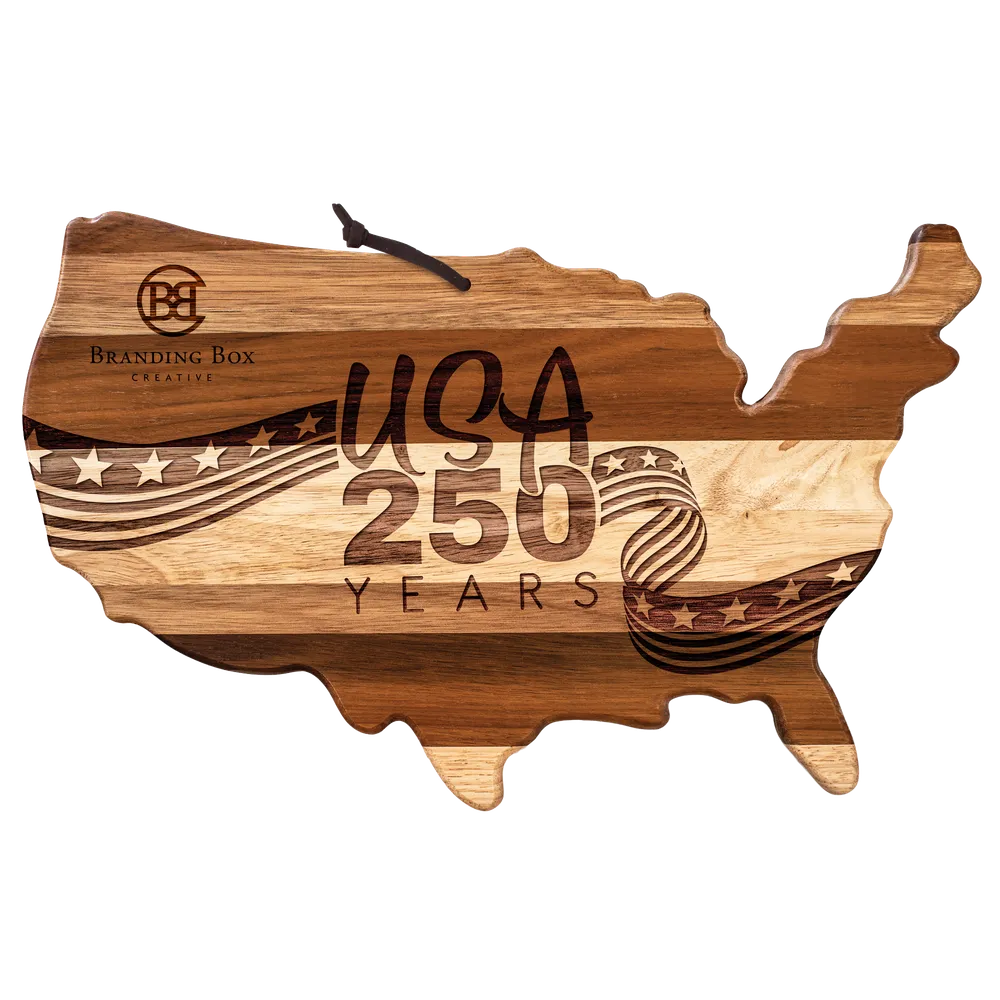Rock & Branch® Shiplap Series USA Shaped Engraved Serving and Cutting Board