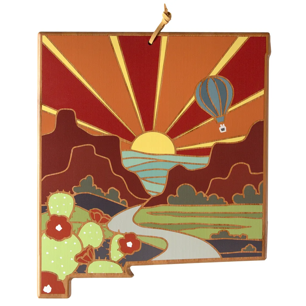 New Mexico State Shaped Serving and Cutting Board with Artwork by Summer Stokes
