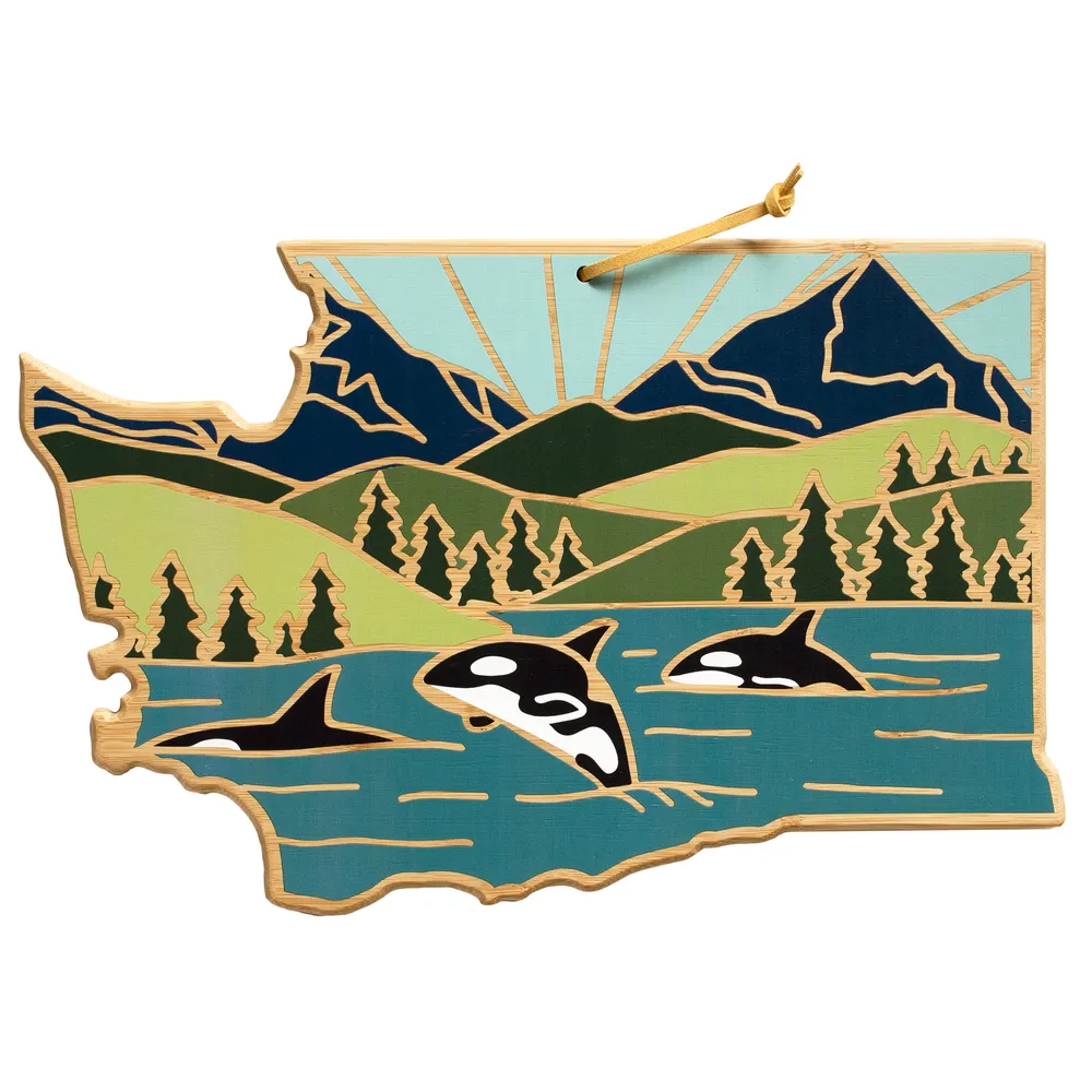 Washington State Shaped Cutting and Serving Board with Artwork by Summer Stokes