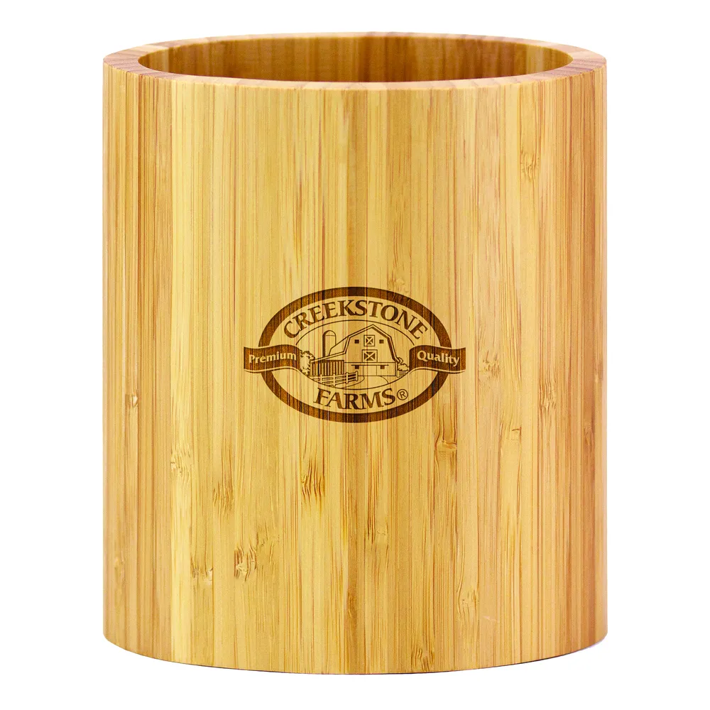 Oval Shaped Bamboo Kitchen Utensil Holder
