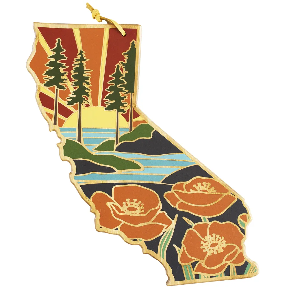 California State Shaped Cutting and Serving Board with Artwork by Summer Stokes