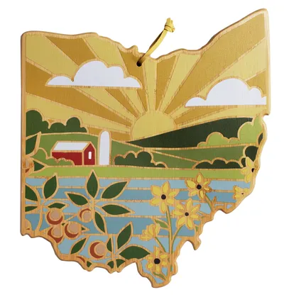 Ohio State Shaped Cutting and Serving Board with Artwork by Summer Stokes