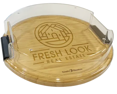 Flip, Serve & Store™ Covered Round Charcuterie Board with Large Engrave