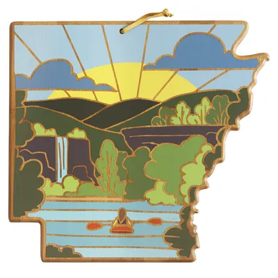 Arkansas State Shaped Serving and Cutting Board with Artwork by Summer Stokes