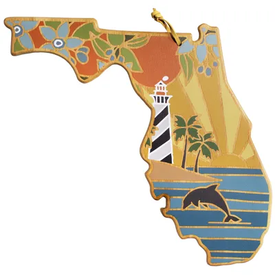 Florida State Shaped Cutting and Serving Board with Artwork by Summer Stokes