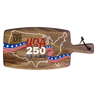 Limited Edition USA 250th Anniversary UV Printed Acacia Paddle Cutting Board